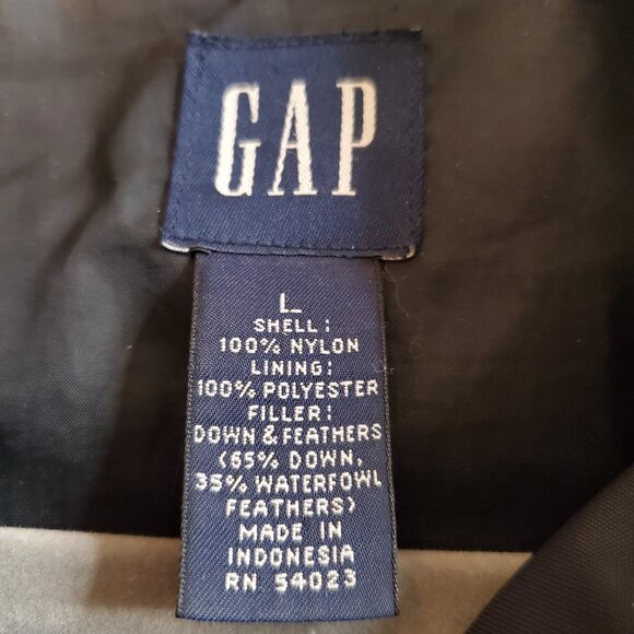 GAP SZ L Women's Goose Down Filled Zippered Puffer Winter Coat Jacket in Black - Picture 4 of 8